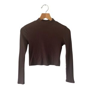 Wallflower Brown Fall Academia Long Sleeve Layering Crop Top Women’s Size S